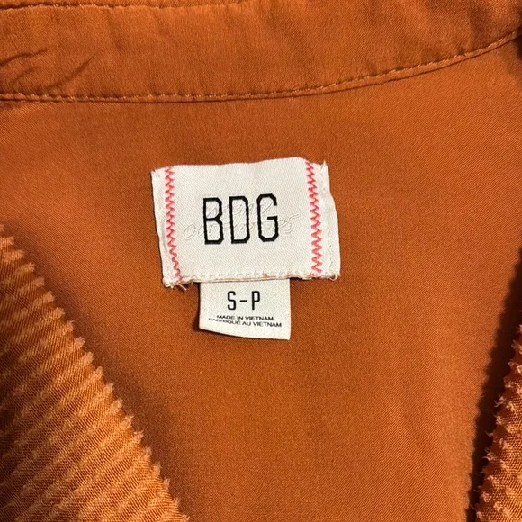 BDG Women's Corduroy Cropped Shirt in Rust - Picture 3 of 3